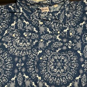 Wrangler Navy and White Paisley Men's Shirt